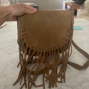 Boho shoulder bag in suede. Some wear but such a cute vibe